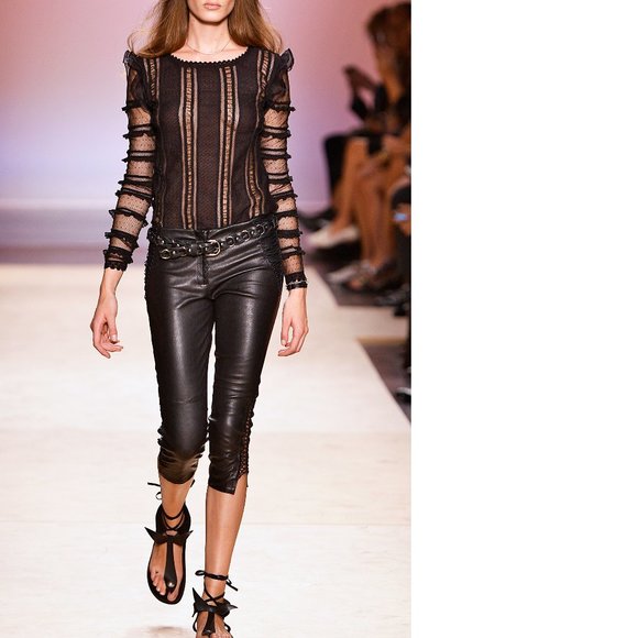 ISABEL MARANT • Cleavon Black Leather Leggings 42 - Picture 8 of 14